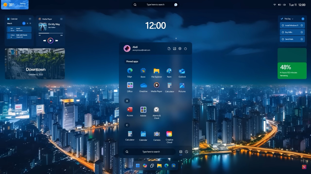 windows 12 yeni konsepti