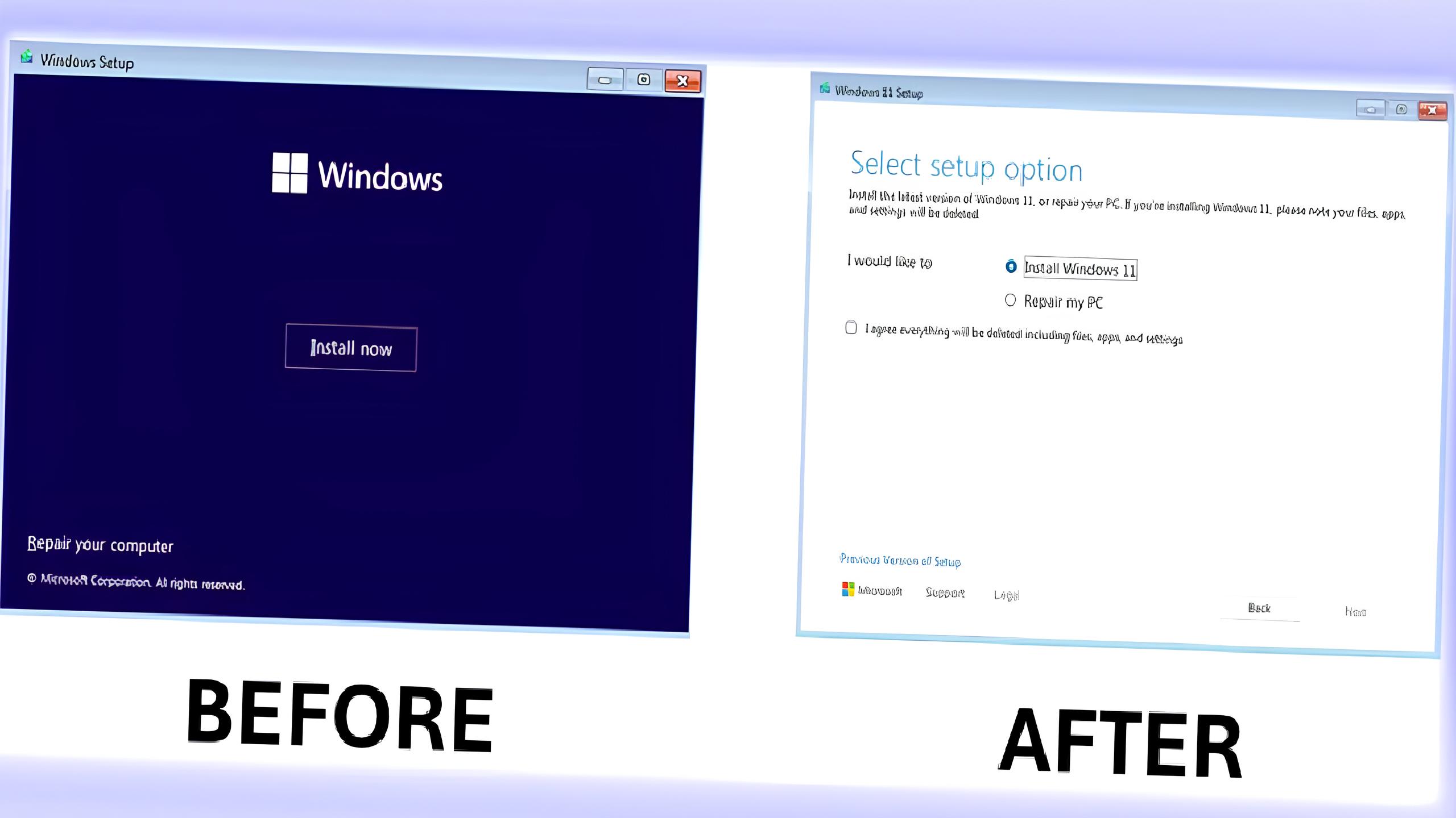 windows kurulum ekranı değişiyor